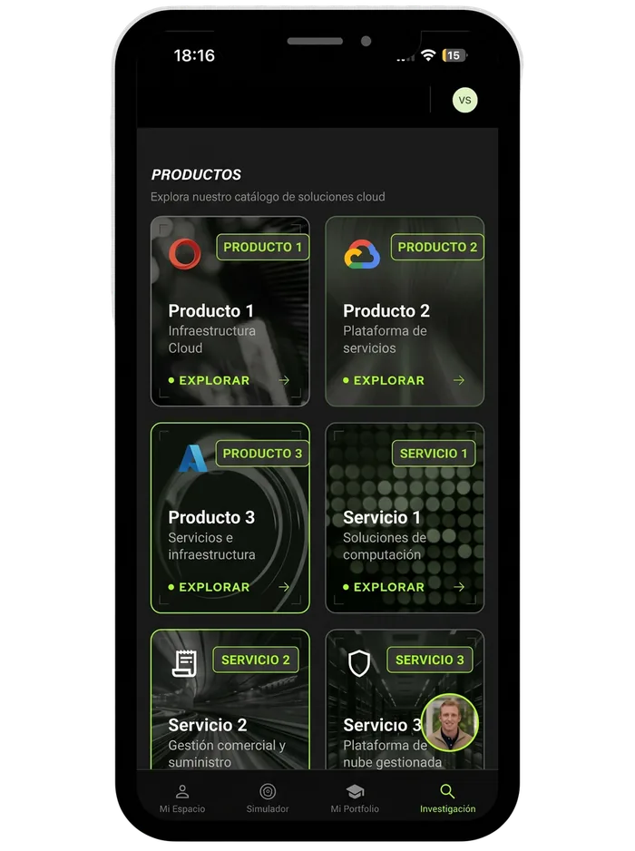 Product catalogue in Unai, on a phone
