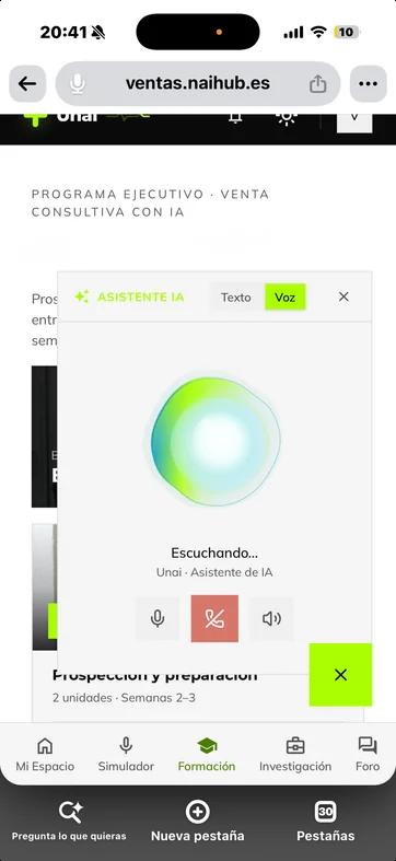 Unai’s voice assistant listening