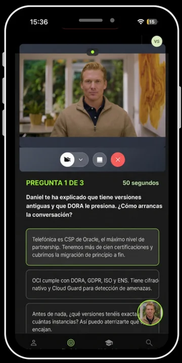 Guided simulation: a question with three answers and the video avatar